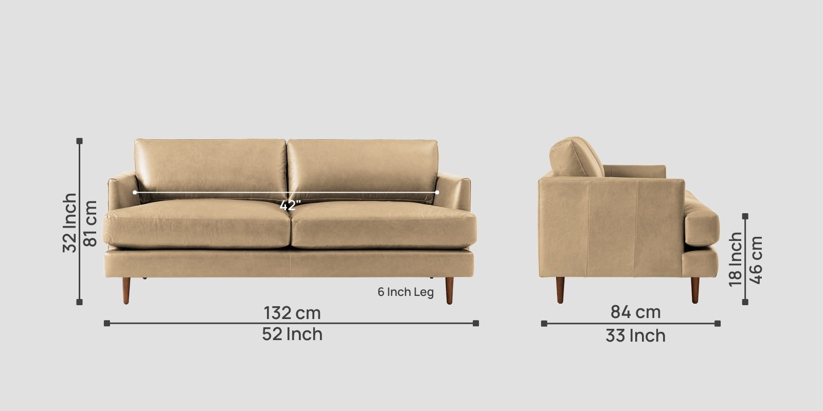 Sterio Leatherette 2 Seater Sofa In Corn Beige Colour - Febonic Living