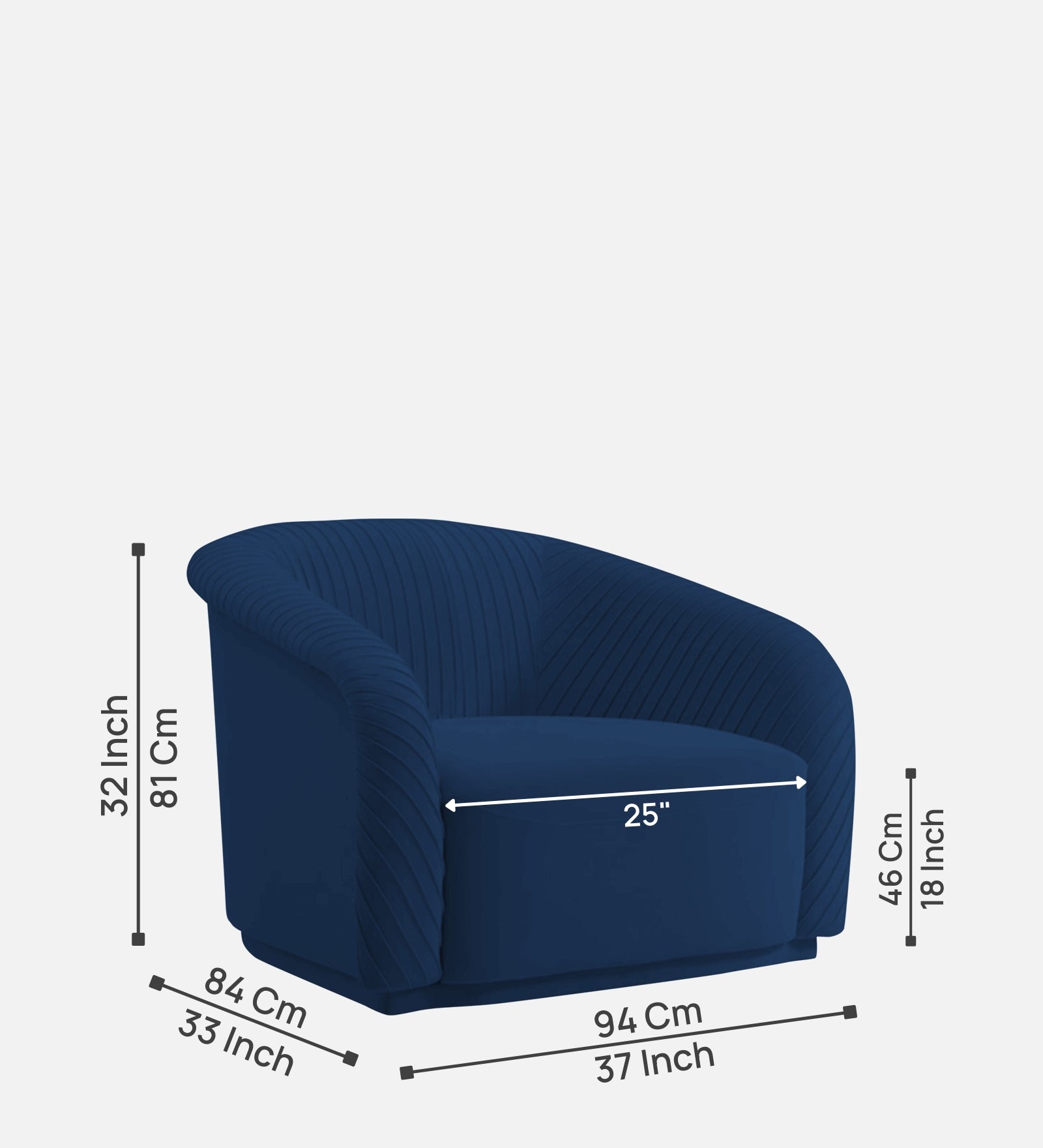 Yara Velvet Fabric 1 Seater Sofa In Imperial Blue Colour - Febonic Living