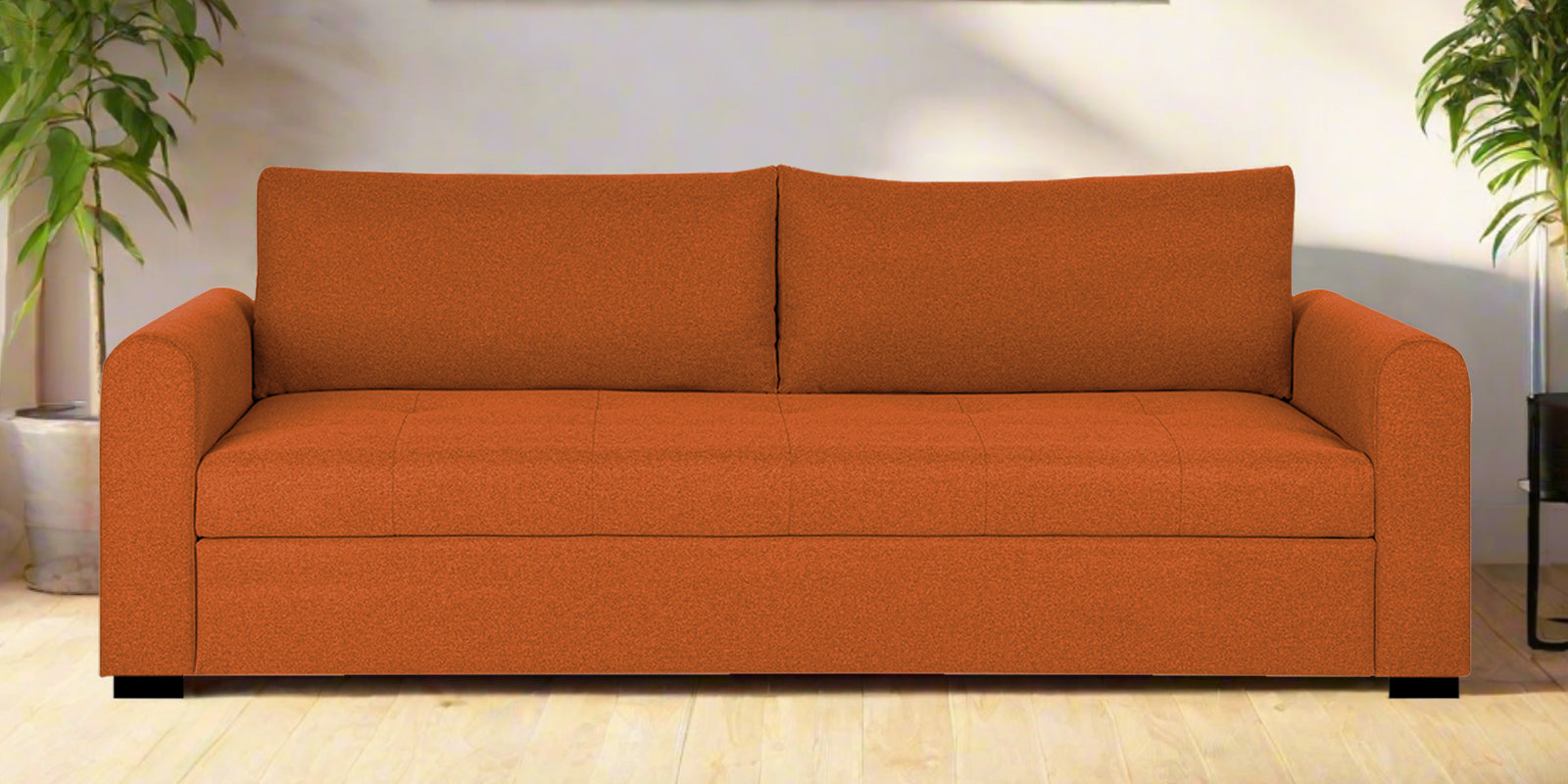 Sigma Fabric 3 Seater Sofa In Vivid Orange Colour - Febonic Living