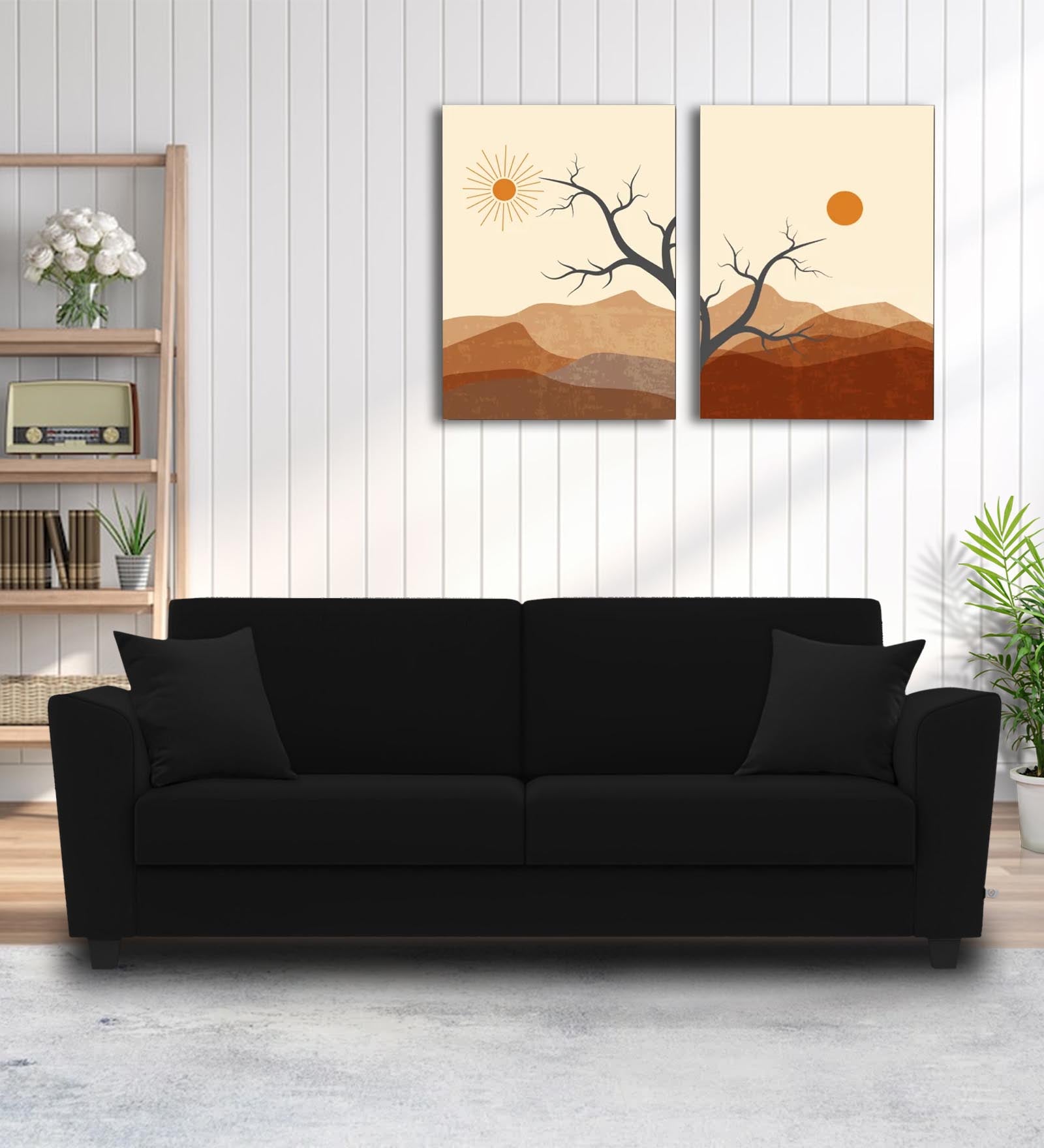 Daku Fabric 3 Seater Sofa In Zed Black Colour - Febonic Living