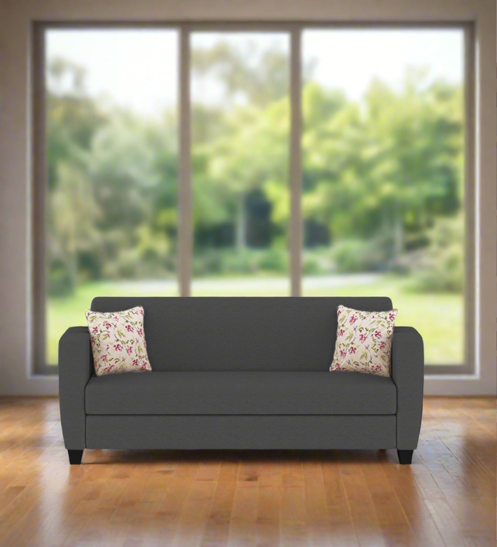 Gozi Fabric 3 Seater Sofa In Maba Grey Colour - Febonic Living