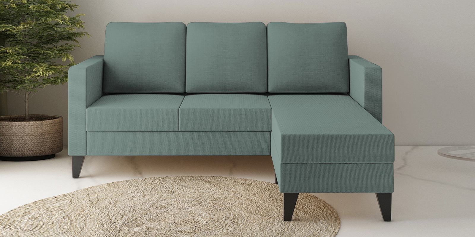 Nori Fabric LHS Sectional Sofa (2+Lounger) In Suka Blue Colour - Febonic Living