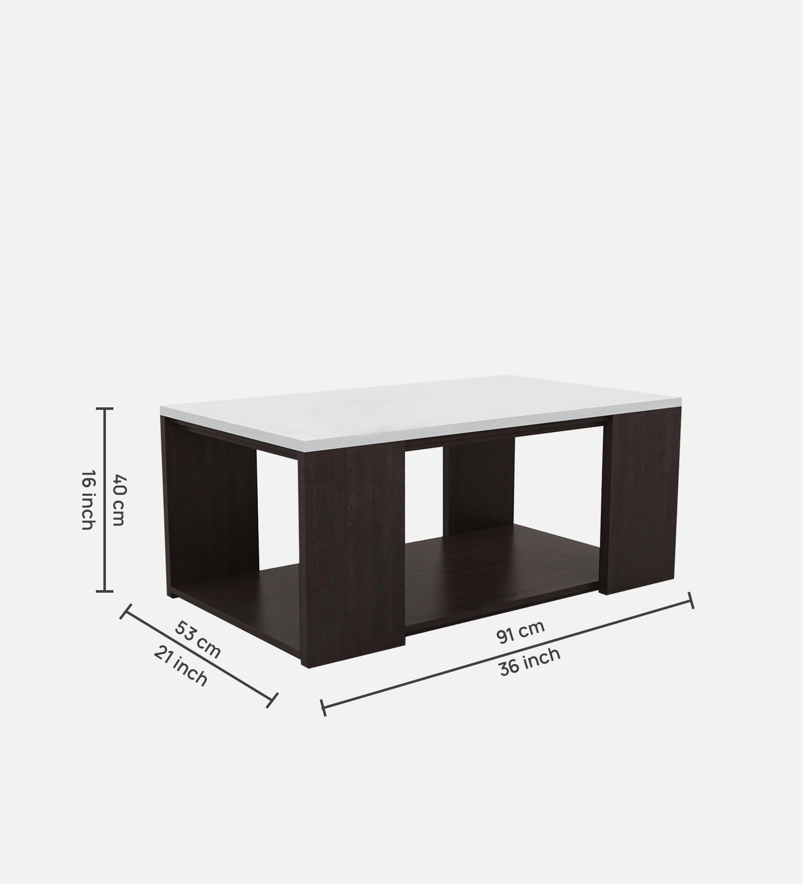 Misi Coffee Table In Dark Walnut & Frosty White Finish - Febonic Living