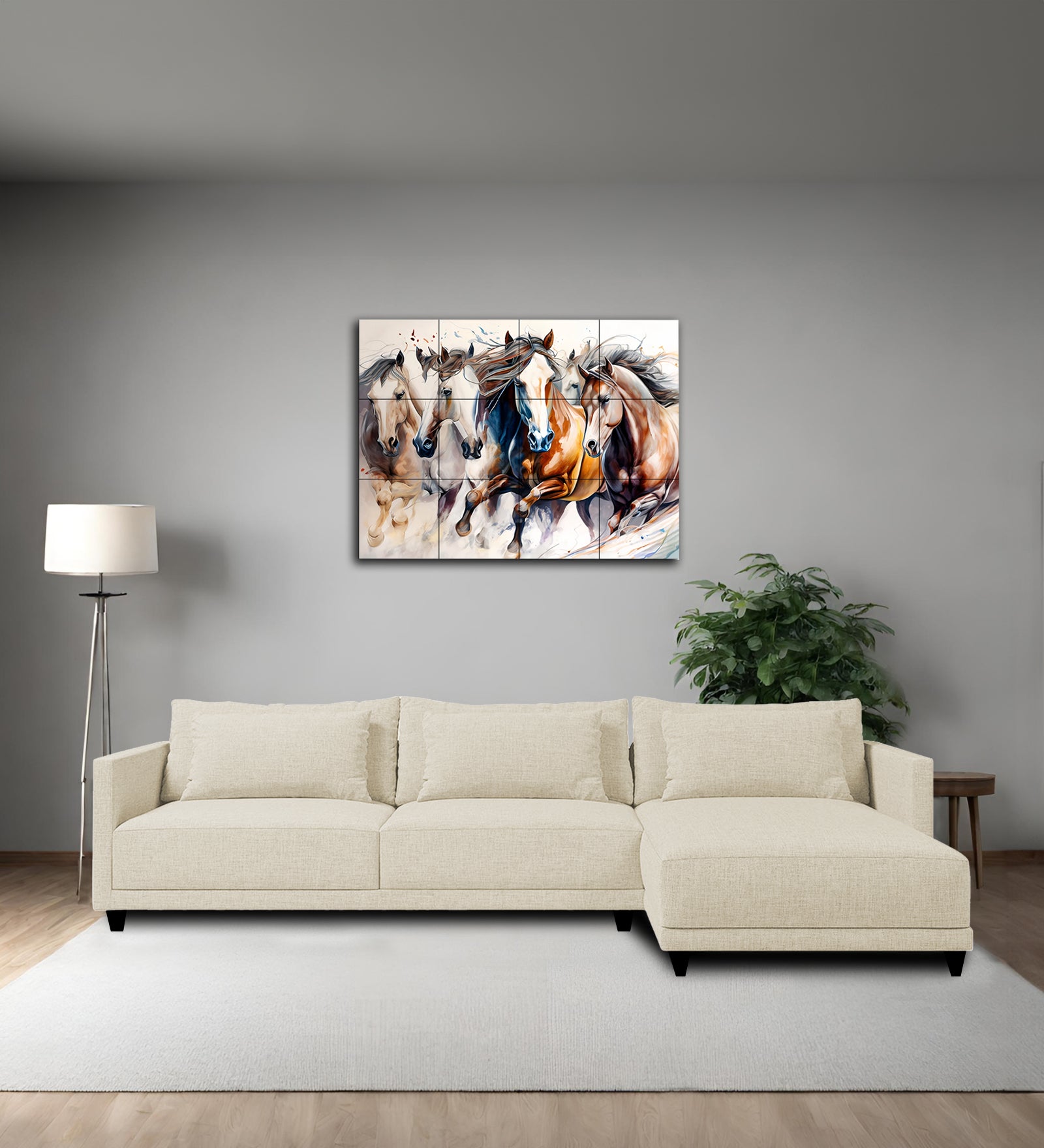 Kera Fabric LHS Sectional Sofa (3+Lounger) In Ivory Cream Colour - Febonic Living