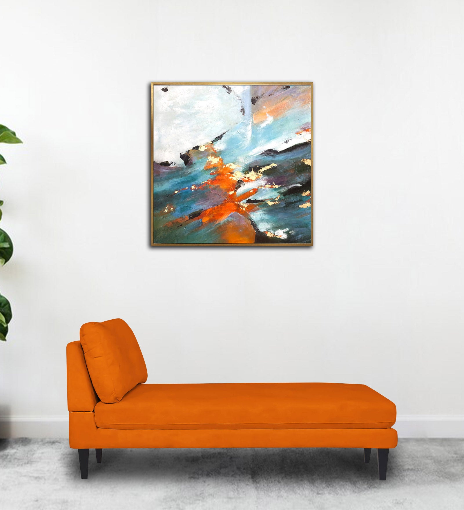 Nadia Fabric Armless Chaise Lounger In Vivid Orange Colour - Febonic Living