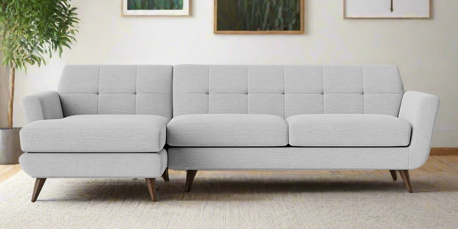 Jasmin Fabric RHS Sectional Sofa (3+ Lounger) In Lit Grey Colour - Febonic Living