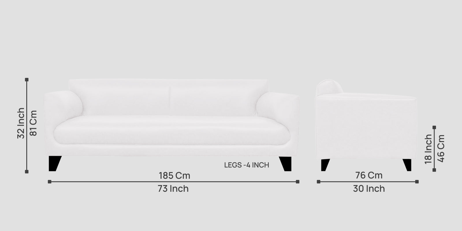 Convi Leatherette 3 Seater Sofa In Cream White Colour - Febonic Living
