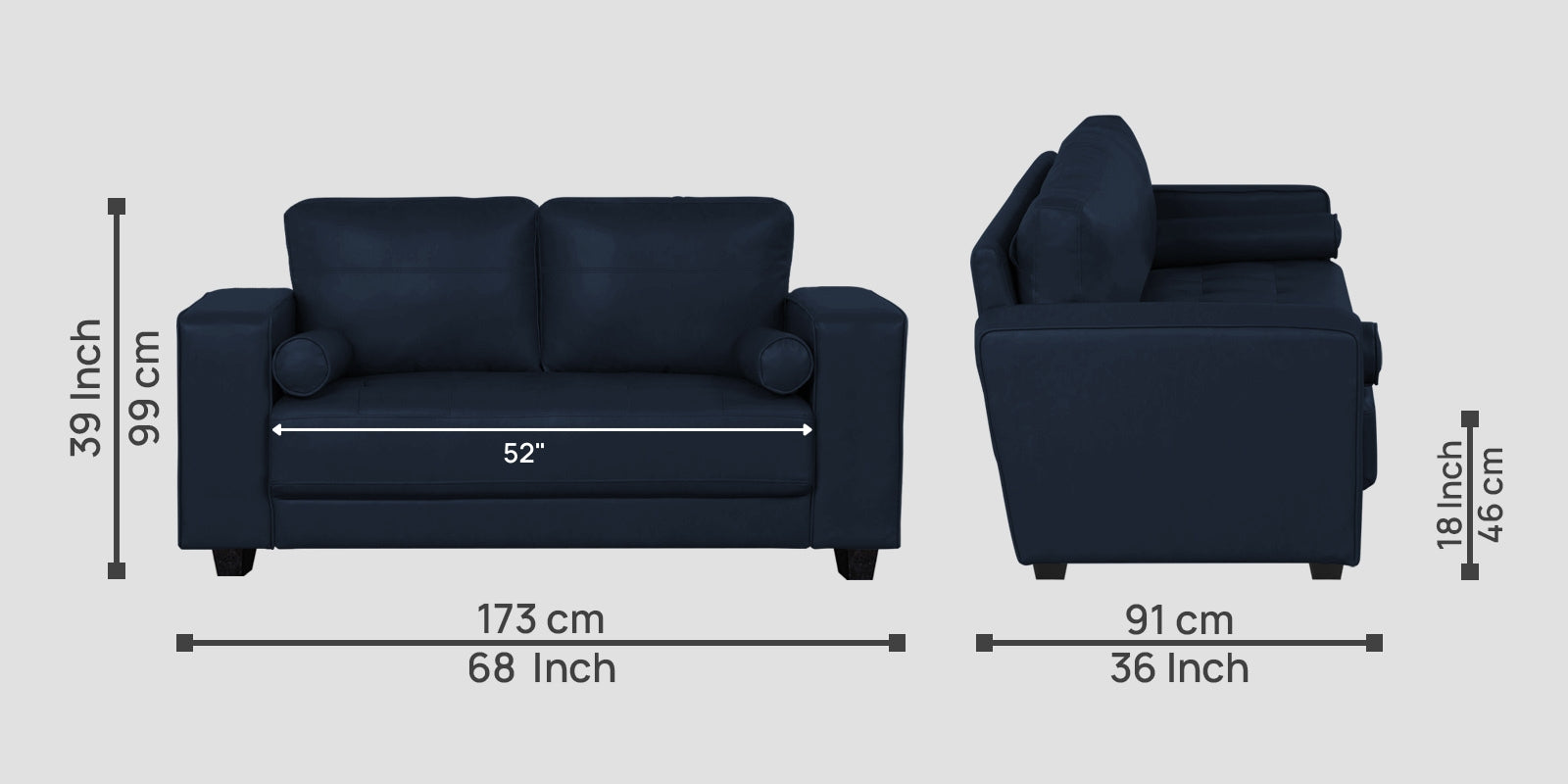 Darwin Leatherette 2 Seater Sofa In Berry Blue Colour - Febonic Living