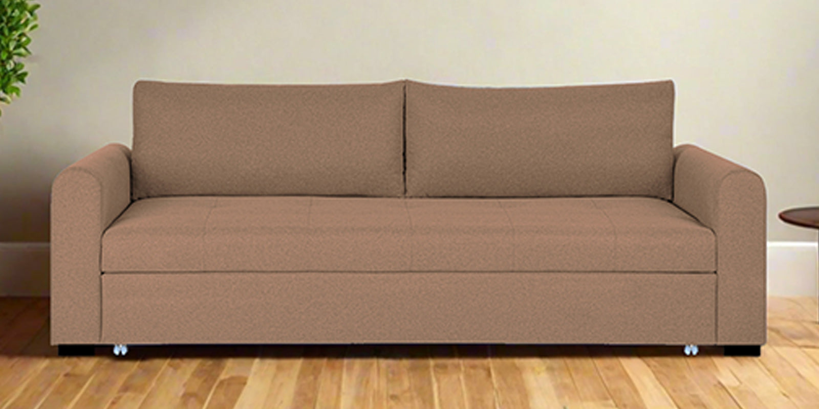 Sigma Fabric 3 Seater Pull Out Sofa Cum Bed In Cosmic Beige Colour - Febonic Living