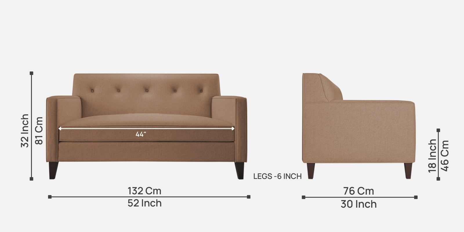 Miller Fabric 2 Seater Sofa In Cosmic Beige Colour - Febonic Living