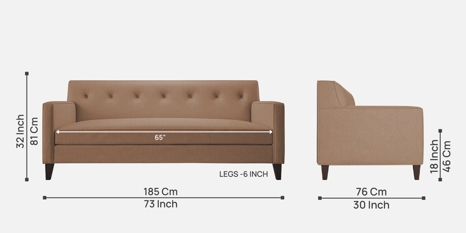 Miller Fabric 3 Seater Sofa In Cosmic Beige Colour