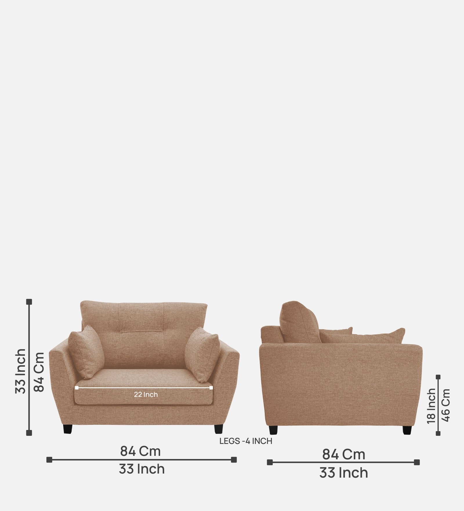 Mario Fabric 1 Seater Sofa In Cosmic Beige Colour - Febonic Living