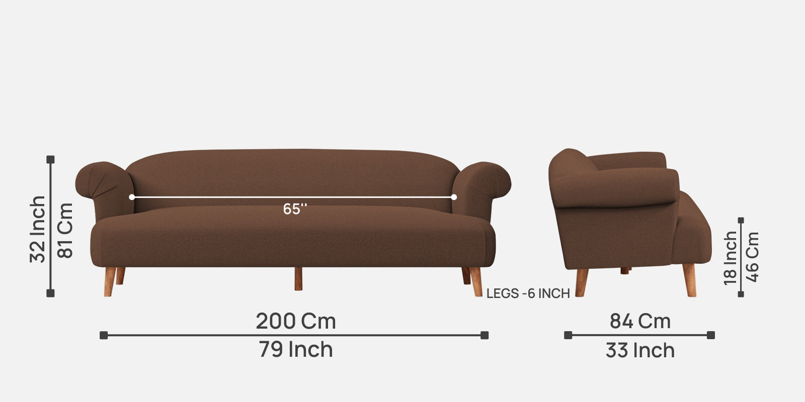 Barber Fabric 3 Seater Sofa In Ash Brown Colour - Febonic Living