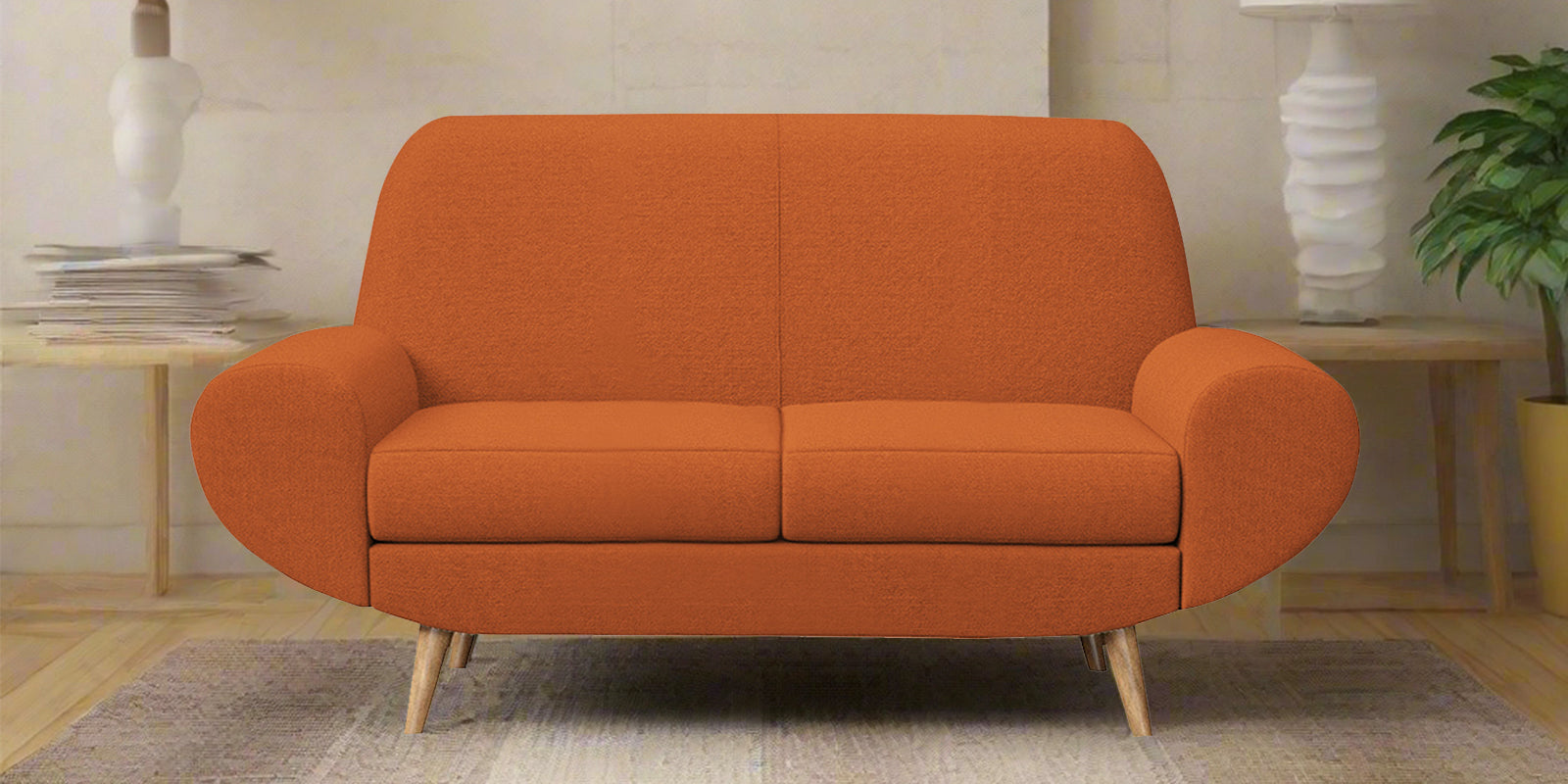 Jessy Fabric 2 Seater Sofa In Vivid Orange Colour - Febonic Living