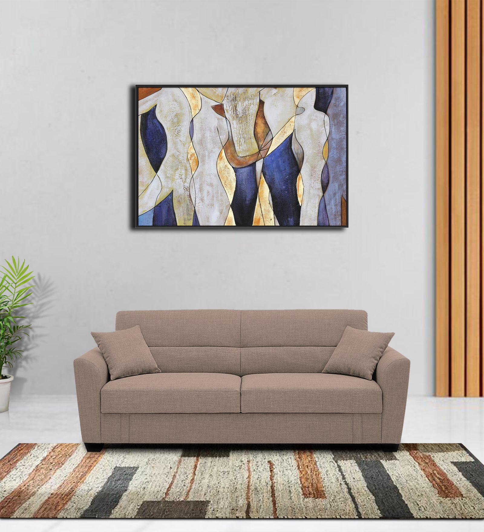 Bony Fabric 3 Seater Convertible Sofa Cum Bed In Mush Beige Colour - Febonic Living