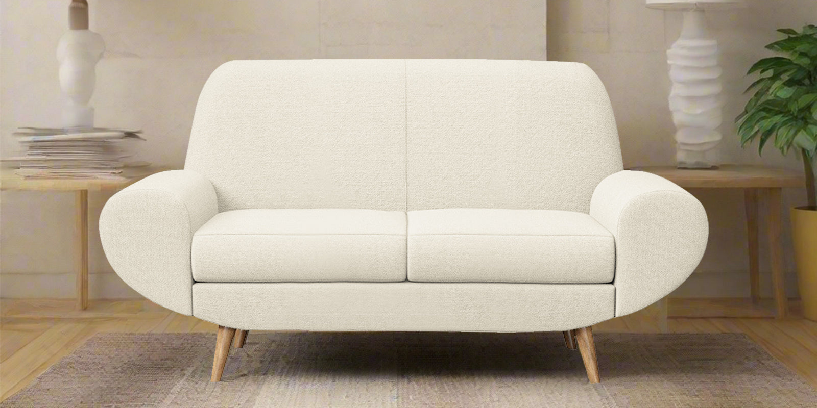 Jessy Fabric 2 Seater Sofa In Ivory Cream Colour - Febonic Living
