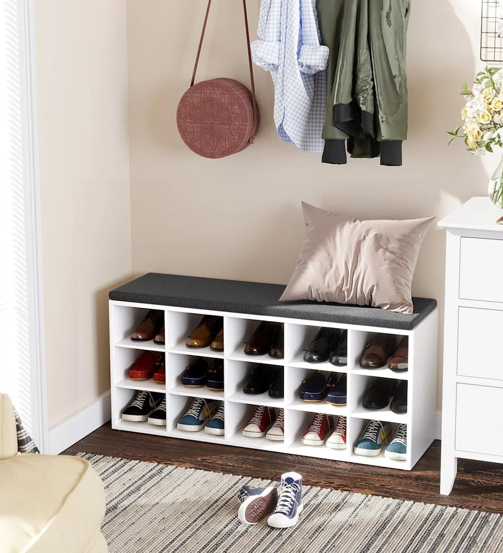 Liani Shoe Rack In Frosty White Finish - Febonic Living