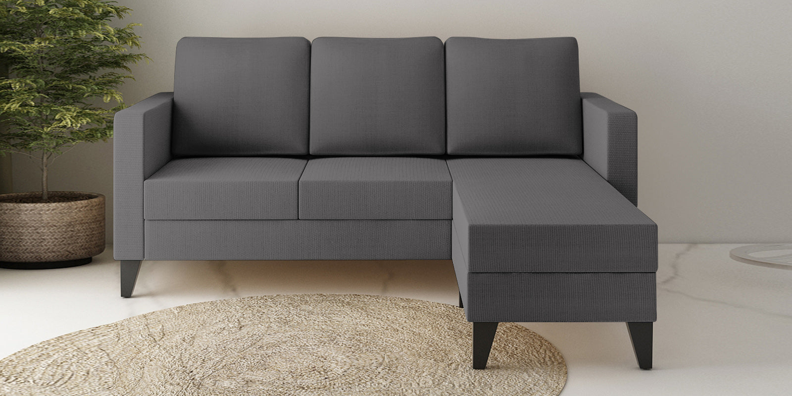 Nori Fabric LHS Sectional Sofa (2+Lounger) In Sudo Grey Colour - Febonic Living