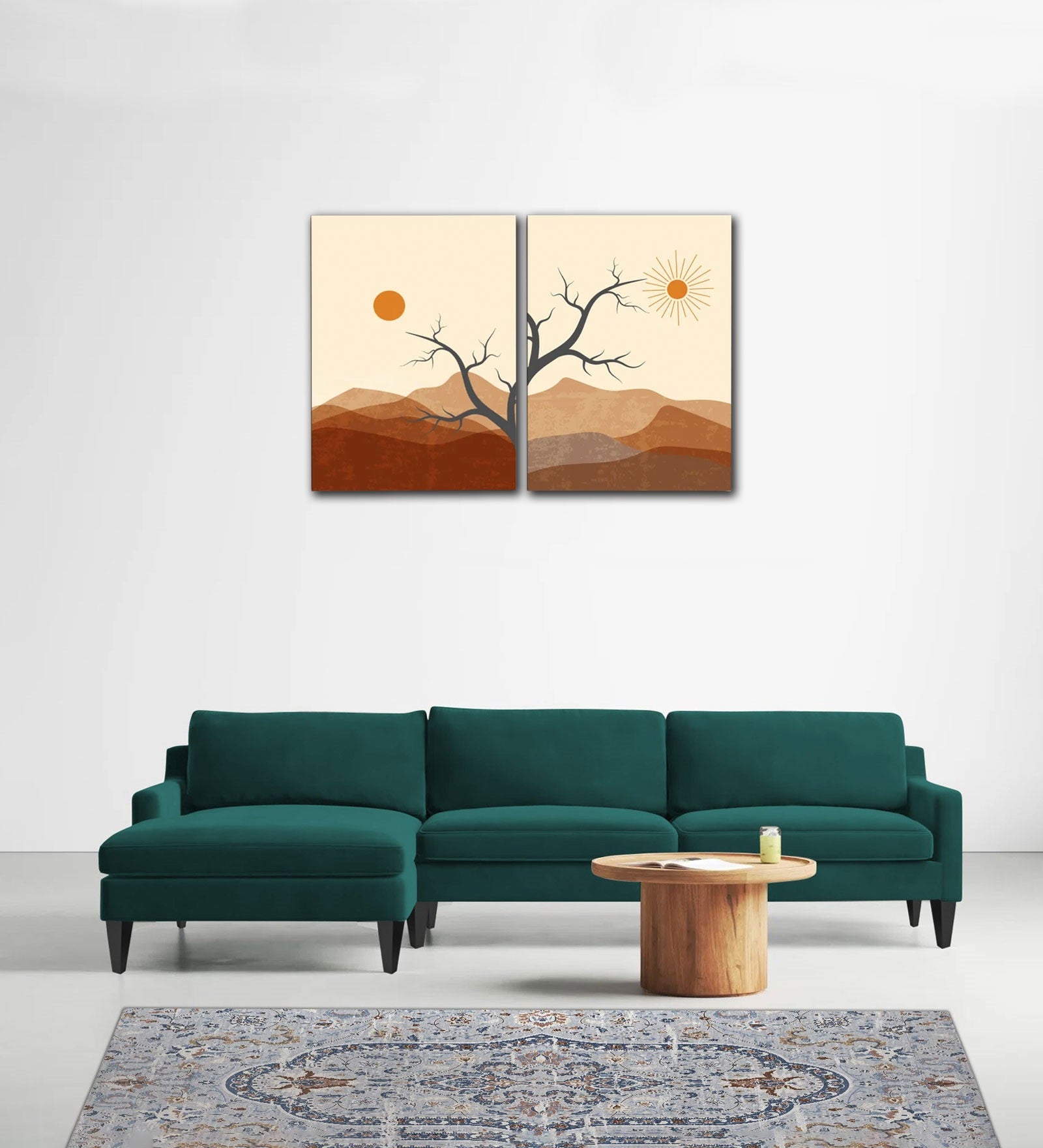 Jones Velvet RHS Sectional Sofa (3+Lounger) In Pine Green Colour - Febonic Living