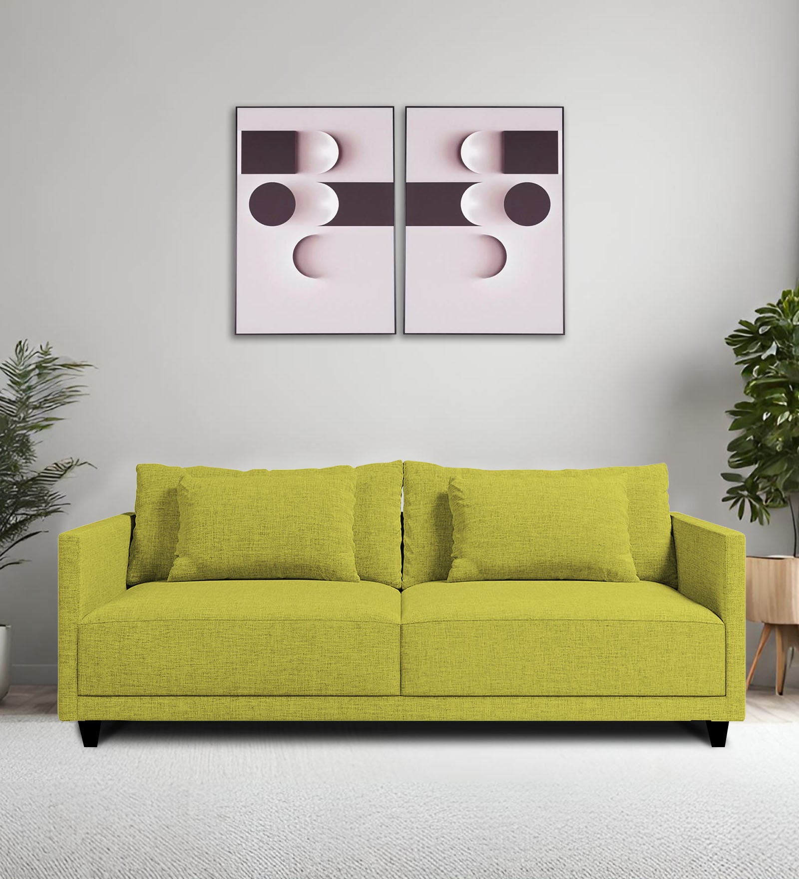 Kera Fabric 2 Seater Sofa In Parrot Green Colour