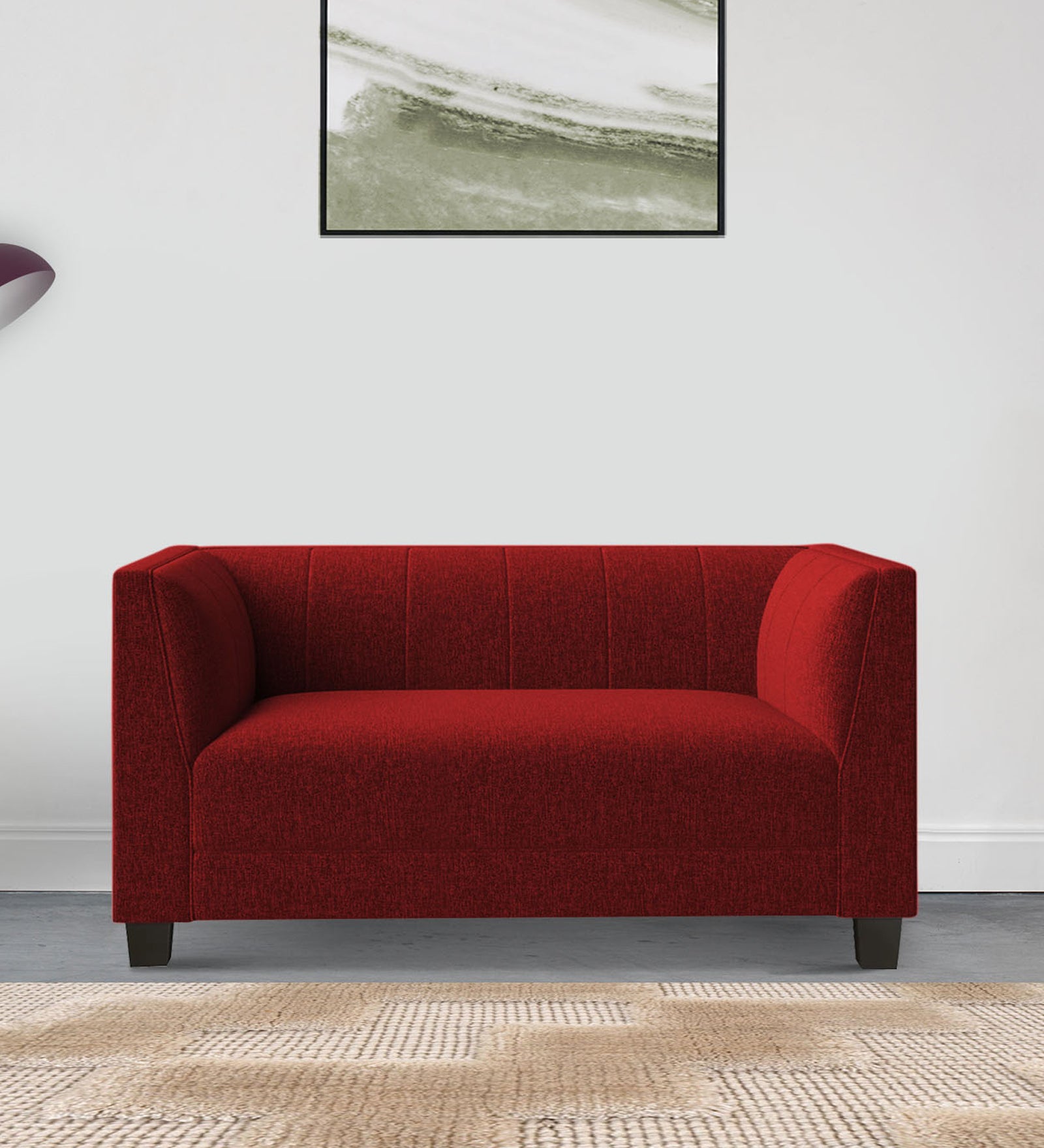 Chastin Fabric 2 Seater Sofa In Blood Maroon Colour