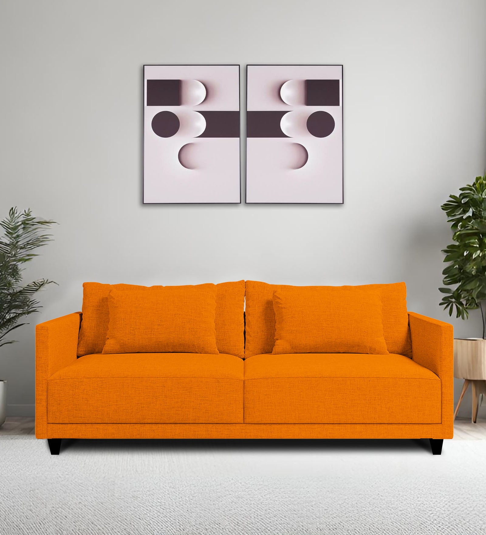 Kera Fabric 2 Seater Sofa In Vivid Orange Colour - Febonic Living