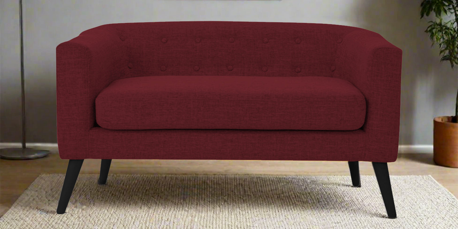Casper Fabric 2 Seater Sofa In Blood Maroon Colour - Febonic Living