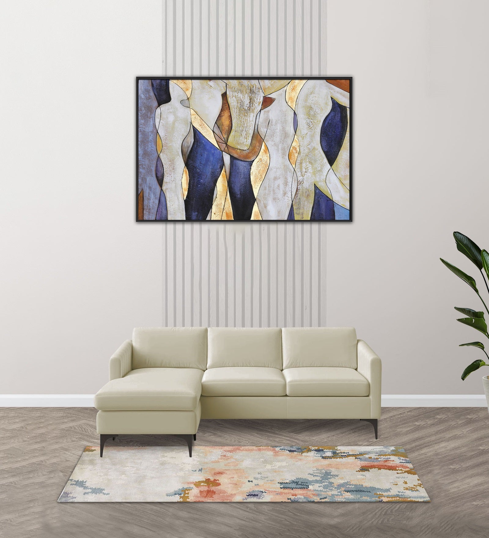 Haru Fabric RHS Sectional Sofa (2+Lounger) In Warm White Colour - Febonic Living