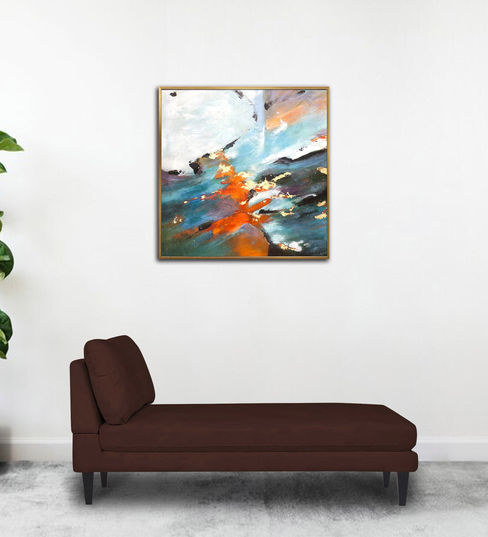 Nadia Fabric Armless Chaise Lounger In Coffee Brown Colour - Febonic Living