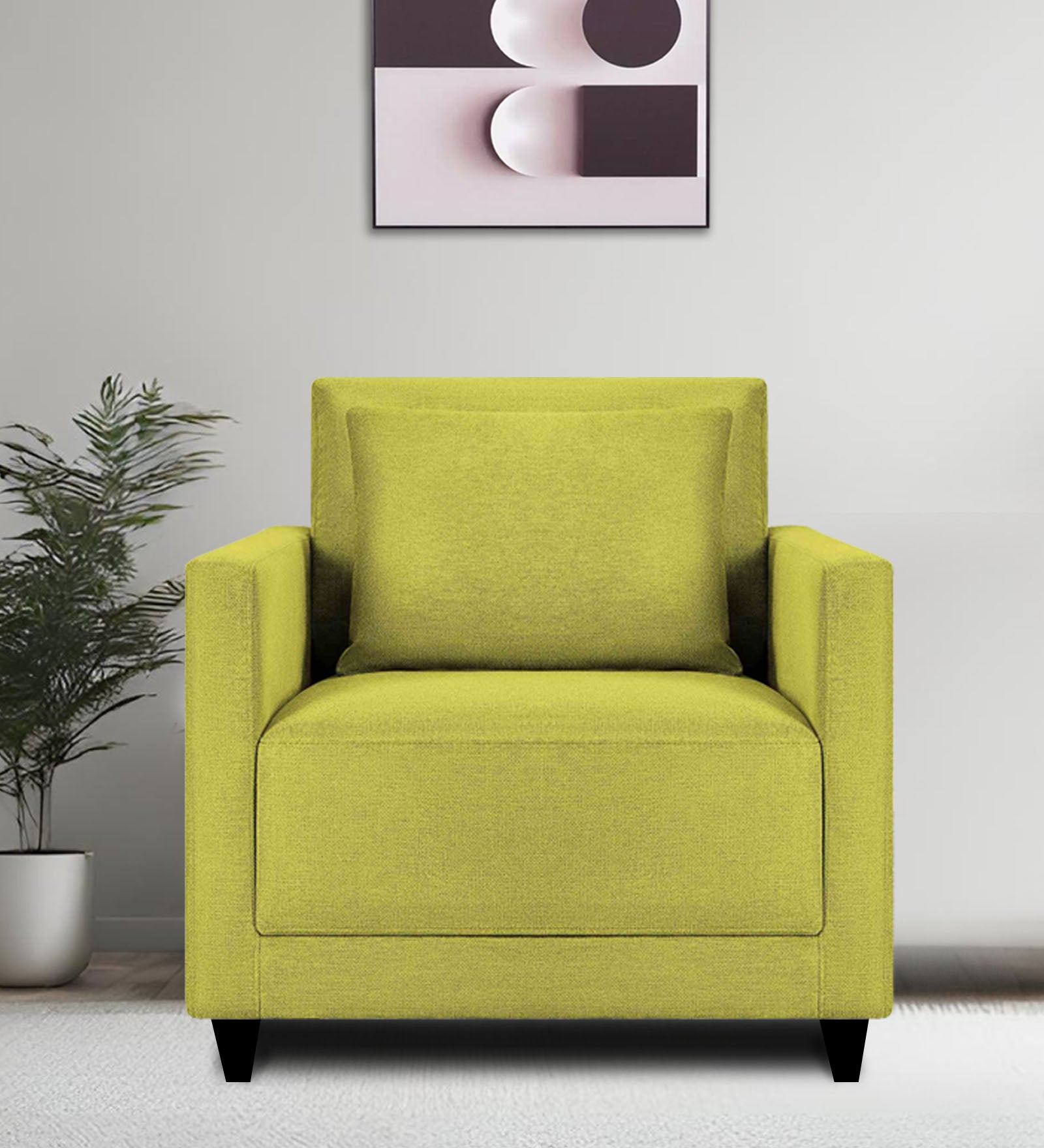 Kera Fabric 1 Seater Sofa In Parrot Green Colour - Febonic Living