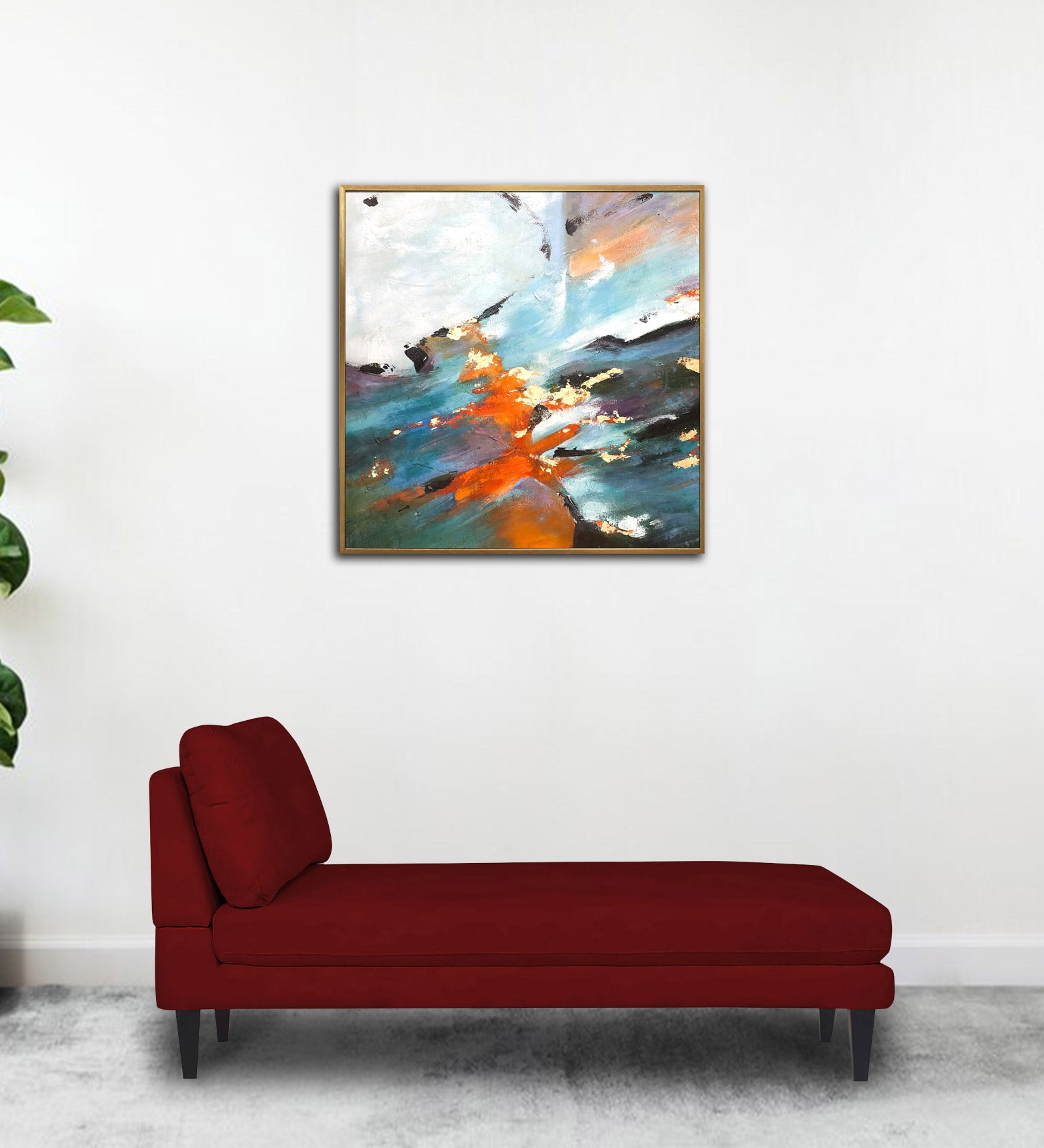 Nadia Fabric Armless Chaise Lounger In Blood Maroon Colour - Febonic Living