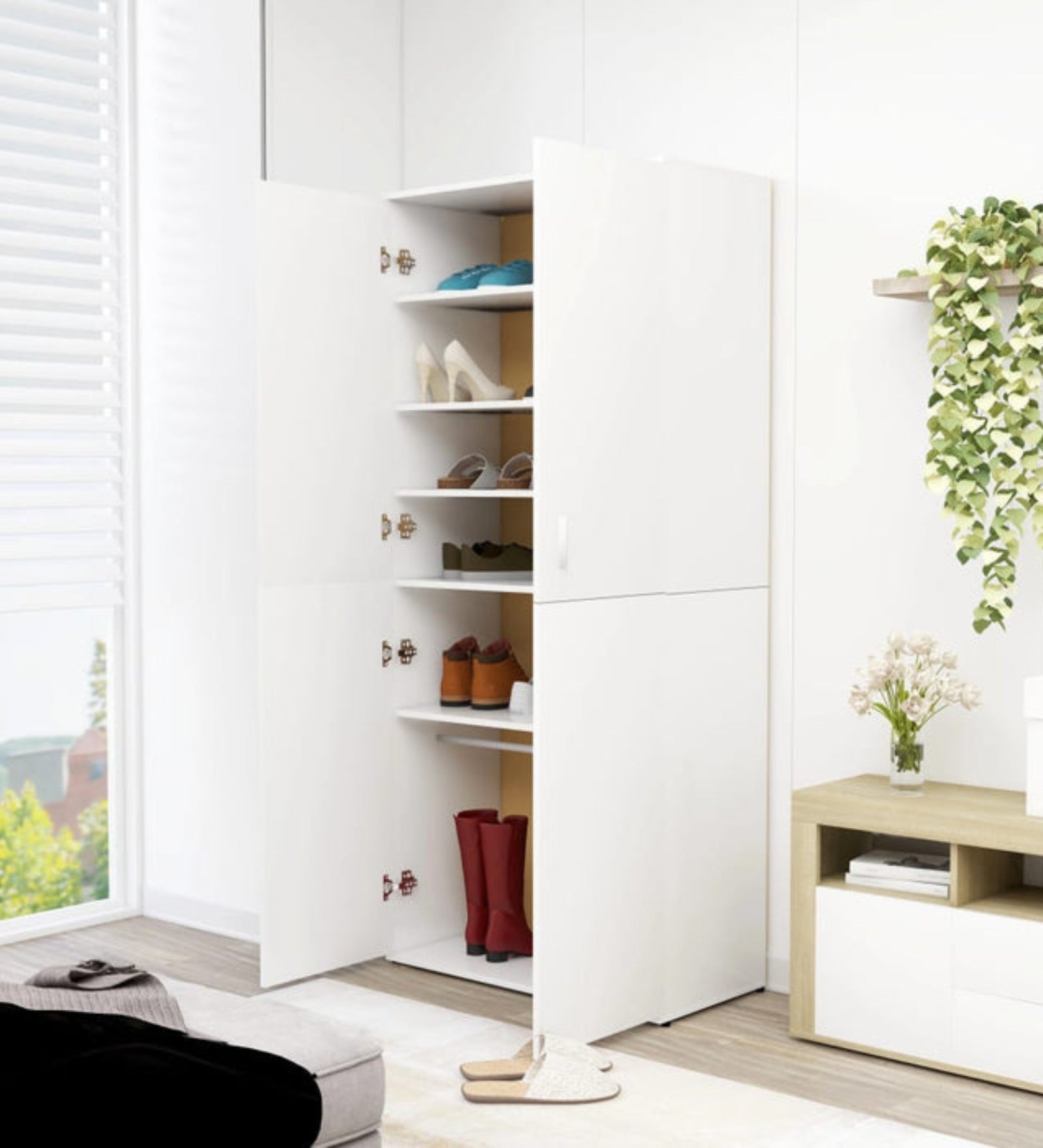 Zaya Shoe Rack In Frosty White Finish - Febonic Living