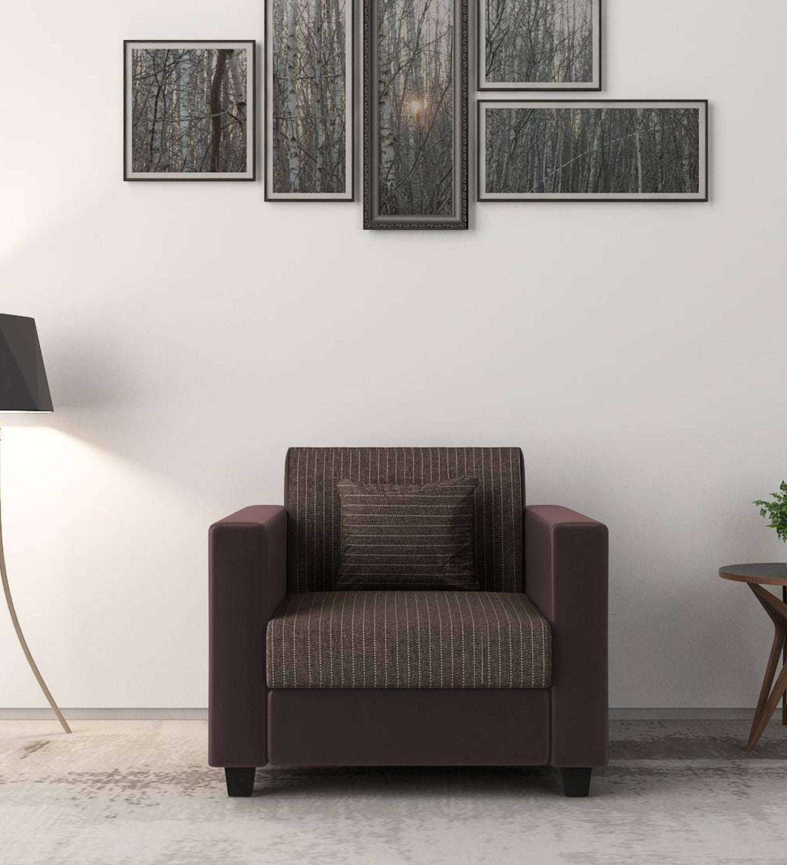 Baley Fabric 1 Seater Sofa in Lama Brown Colour