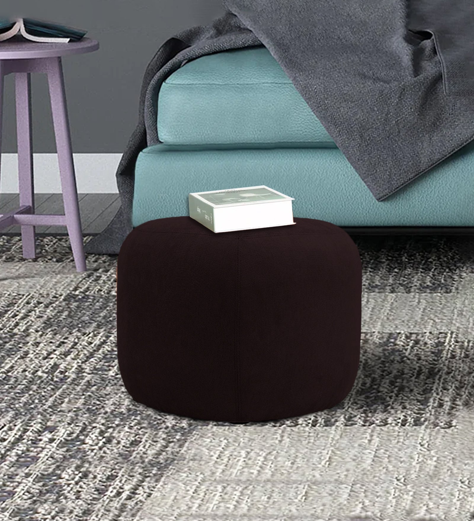 Keori Fabric Pouffe In Cara Brown Colour - Febonic Living