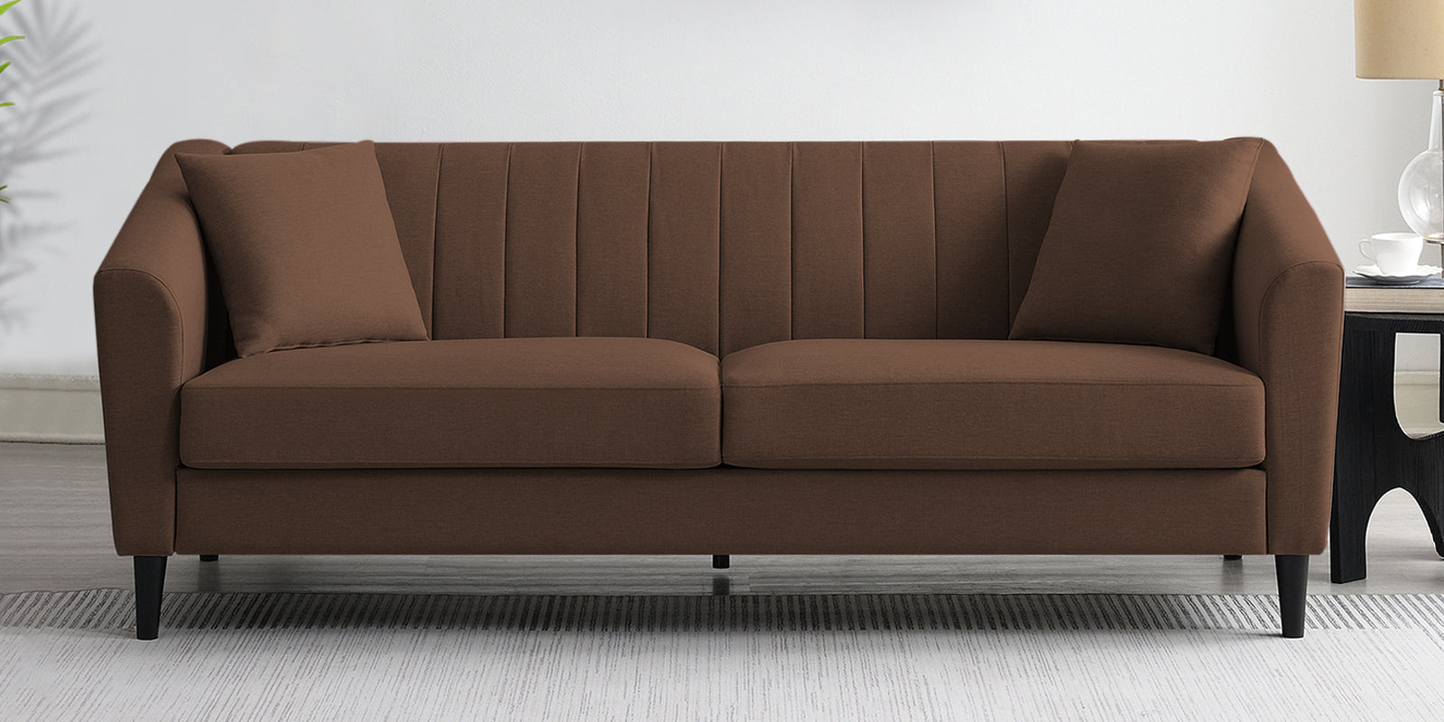 Polon Fabric 3 Seater Sofa In Ash Brown Colour - Febonic Living
