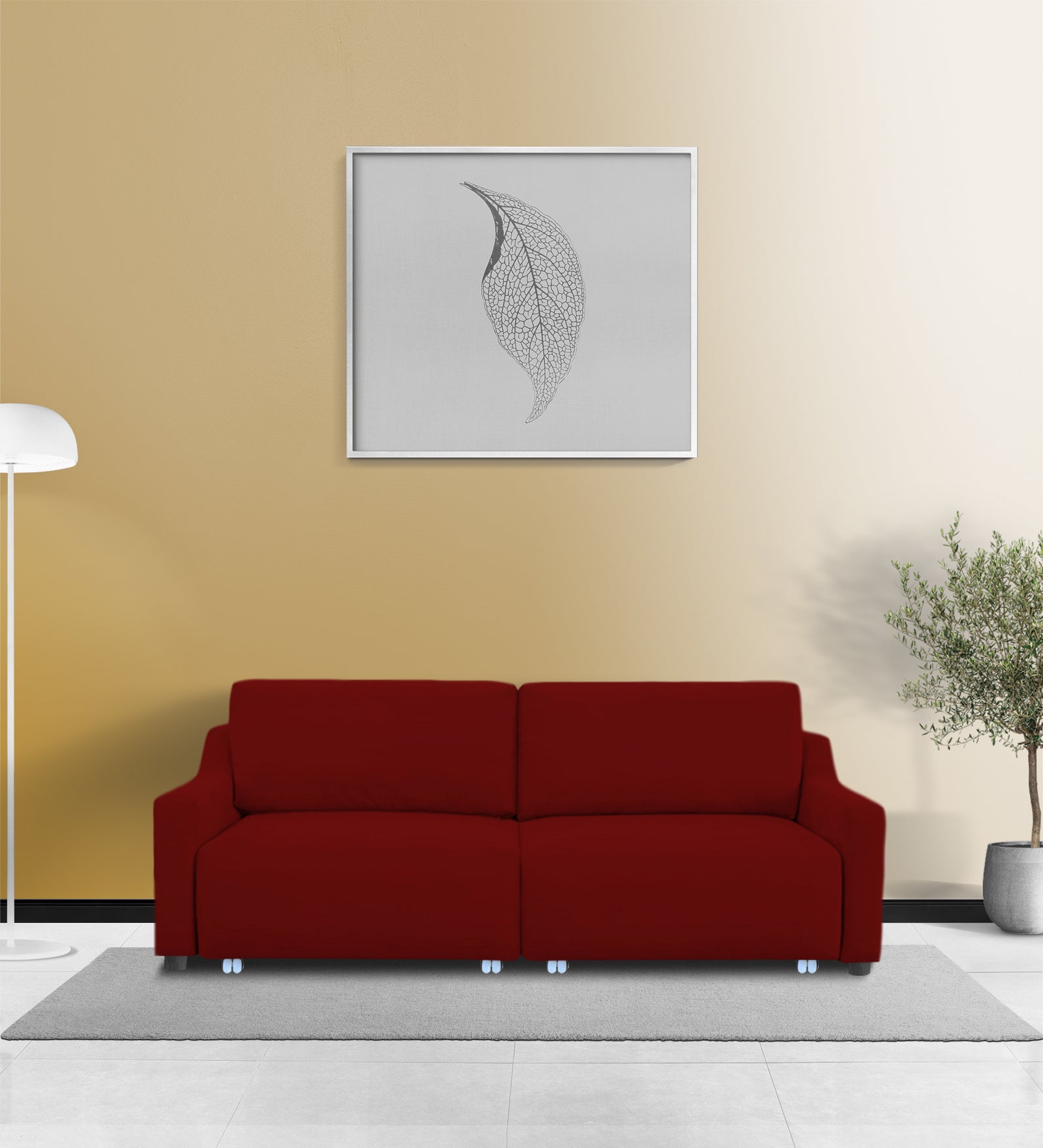 Gabby Fabric 3 Seater Pull Out Sofa Cum Bed In Blood Maroon Colour - Febonic Living