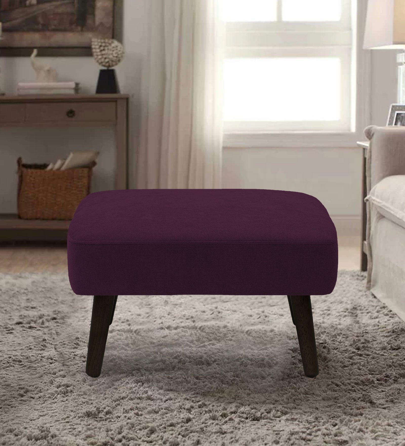 Luke Fabric Foot Stool In Greek Purple Colour - Febonic Living