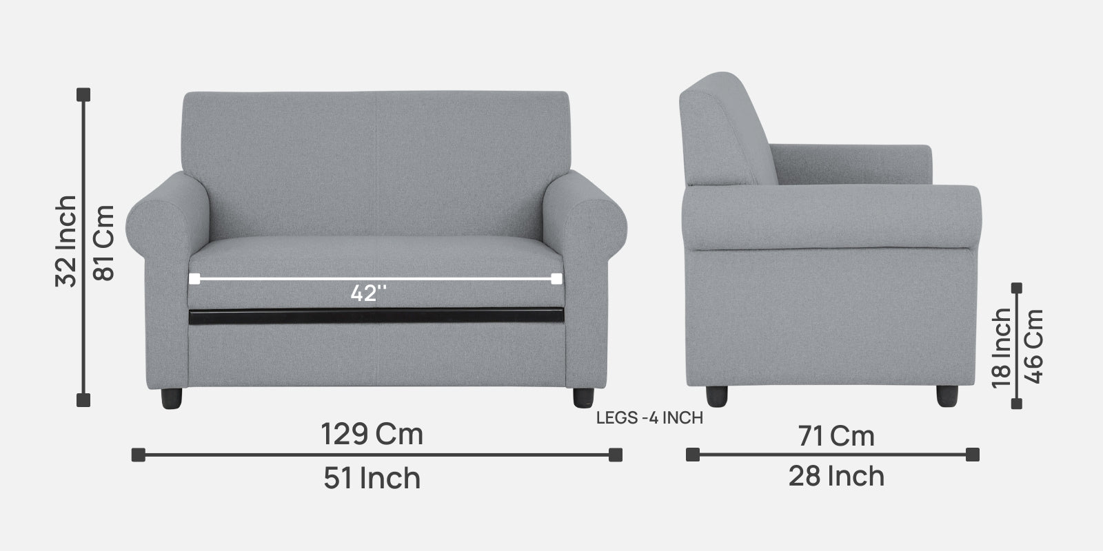 Ribby Fabric 2 Seater Sofa In Coin Grey Colour - Febonic Living
