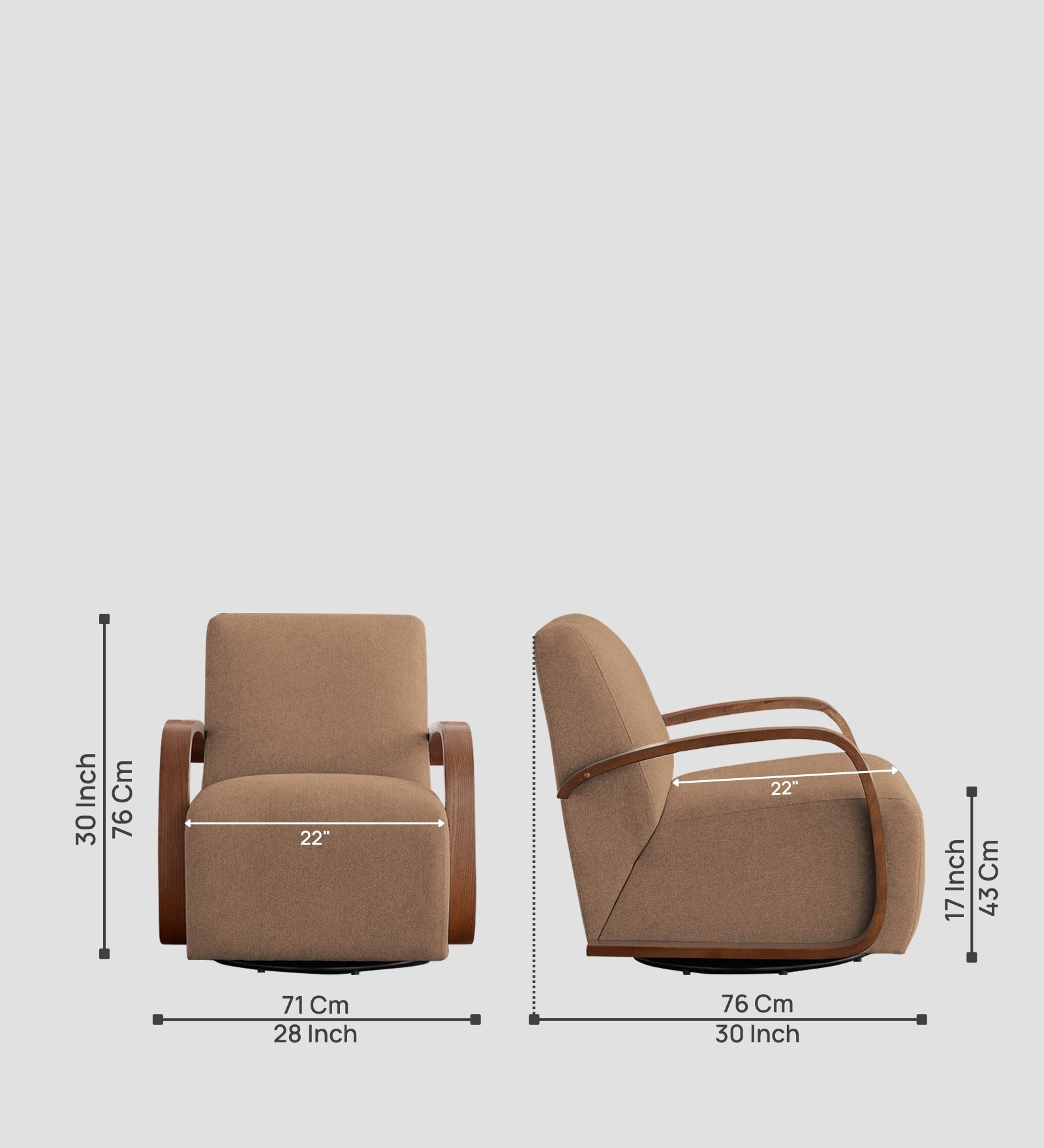 Balma Fabric Swivel Chair in Cosmic Beige Colour