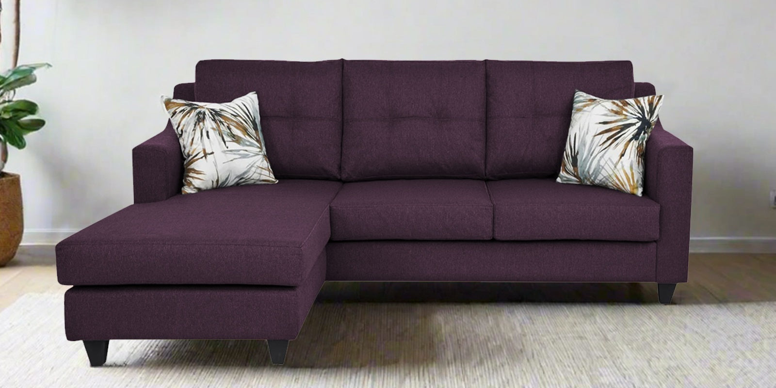 Welly Fabric RHS Sectional Sofa (2+Lounger) In Greek Purple Colour - Febonic Living