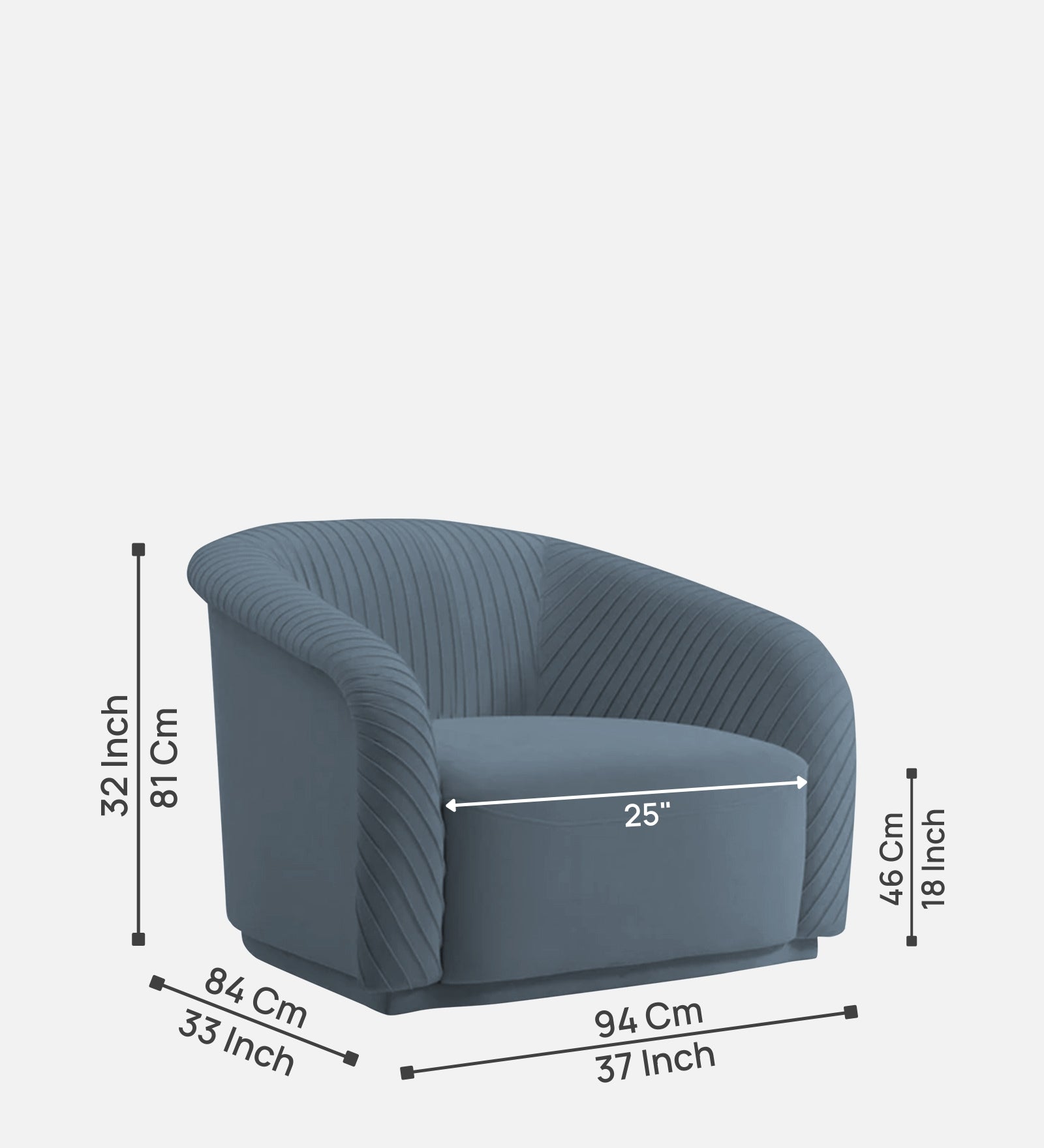 Yara Velvet Fabric 1 Seater Sofa In Oxford Blue Colour - Febonic Living