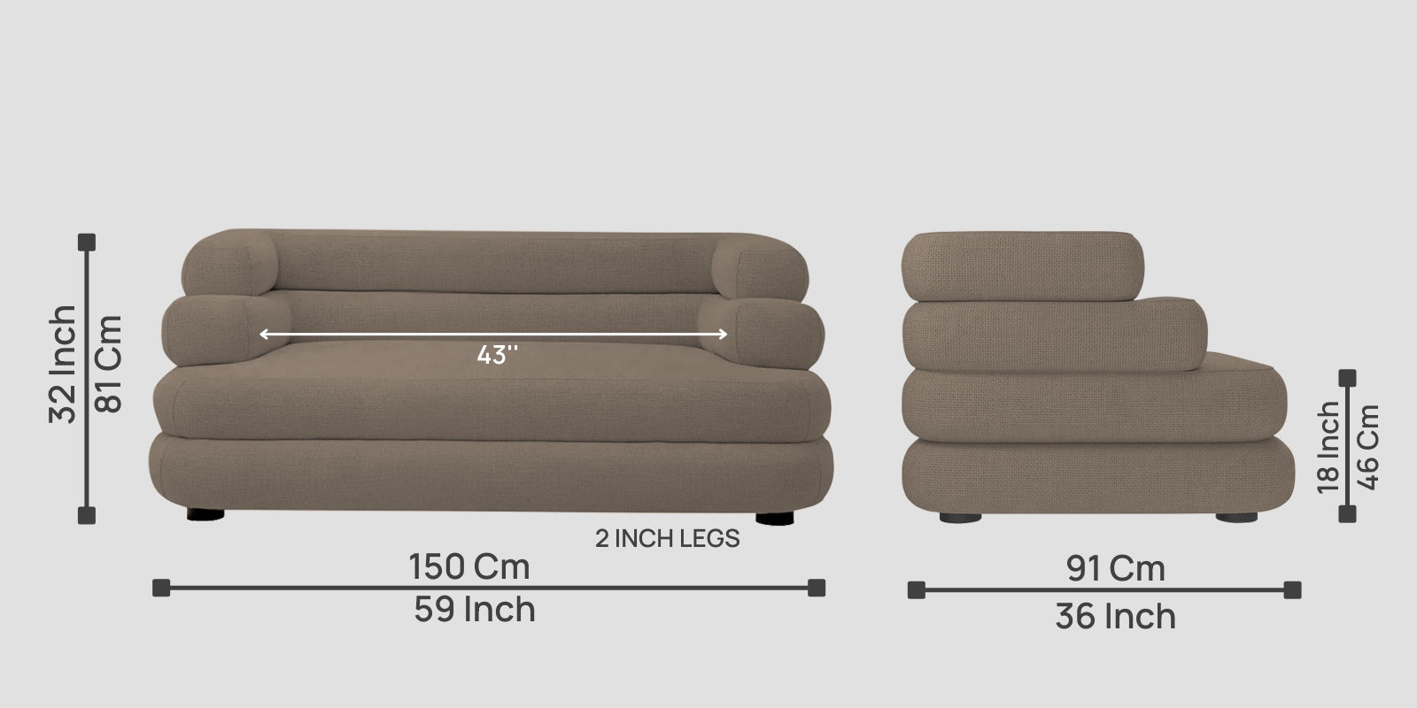 Wener Fabric 2 Seater Sofa In Hazel Beige Colour - Febonic Living