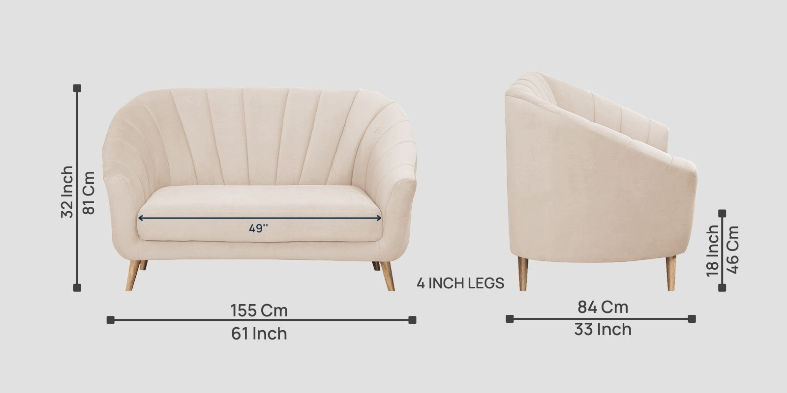 Kaylee Velvet 2 Seater Sofa In Camel Beige Colour - Febonic Living