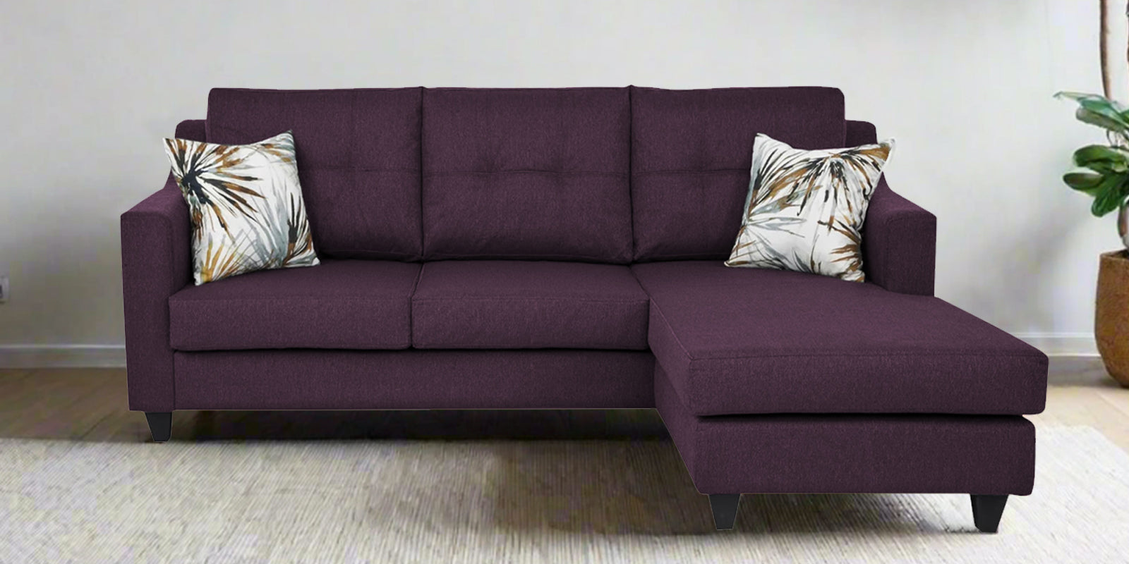 Welly Fabric LHS Sectional Sofa (2+Lounger) In Greek Purple Colour - Febonic Living