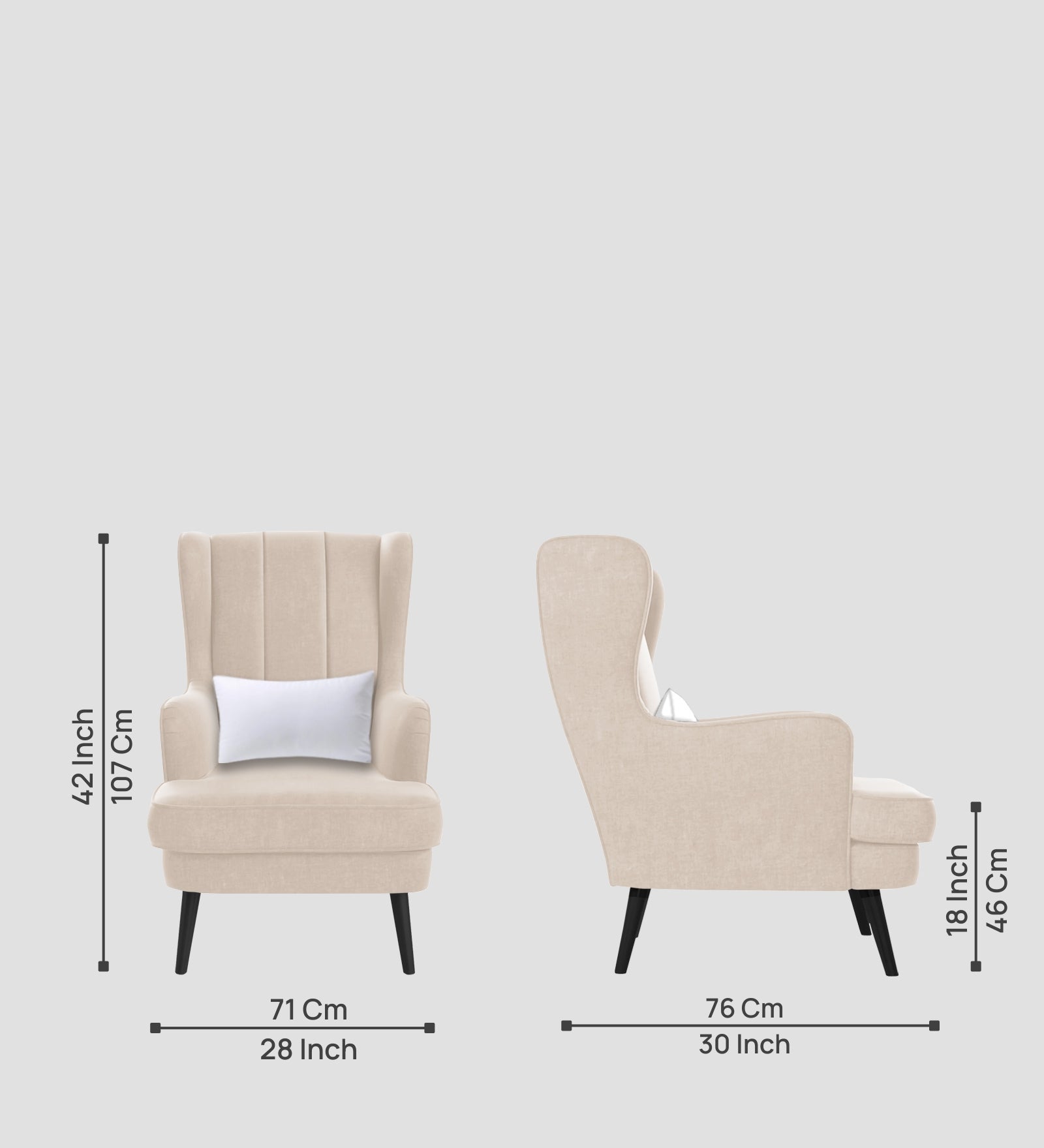 Niya Velvet Wing Chair In Camel Beige Colour - Febonic Living