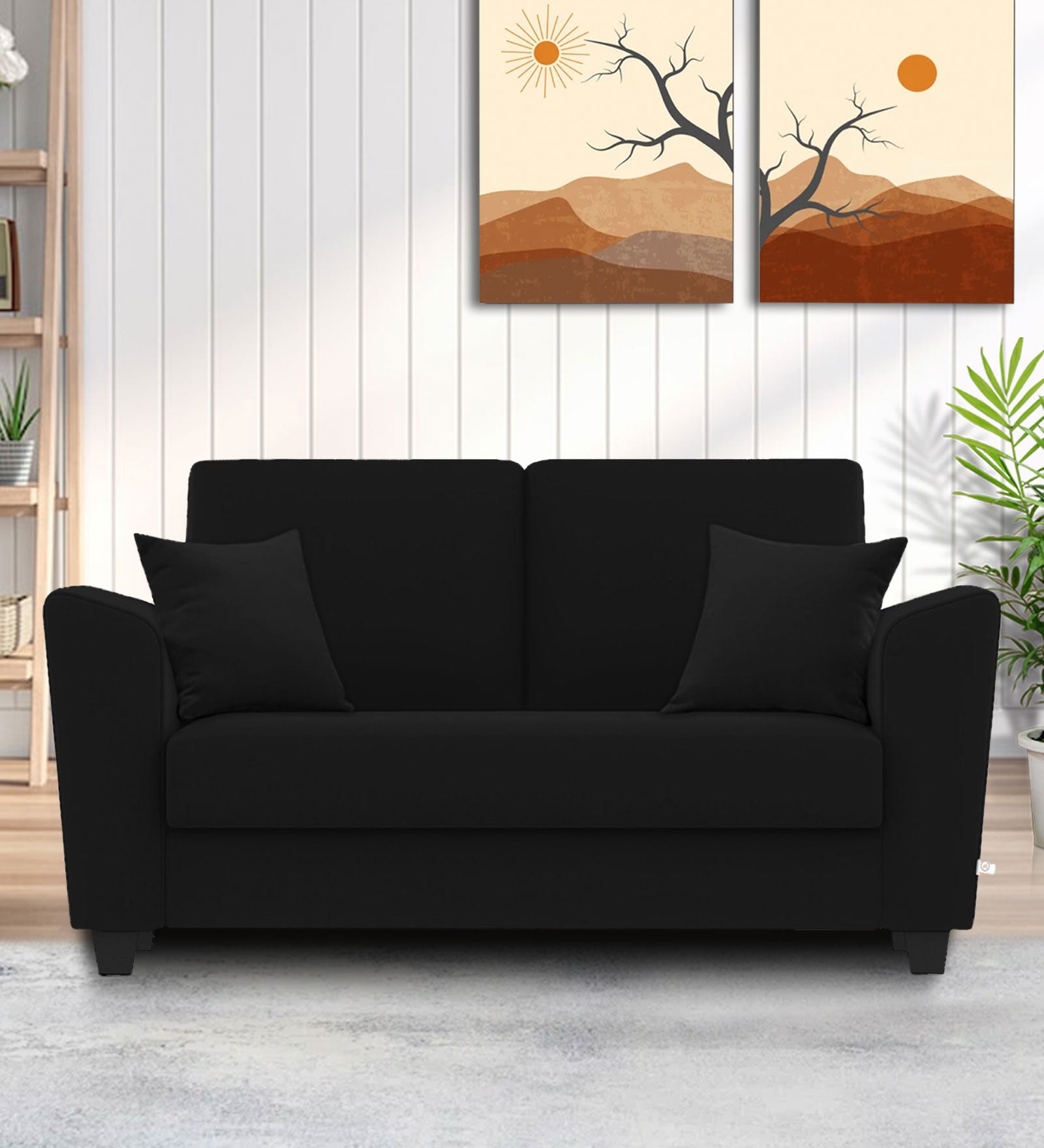 Daku Fabric 2 Seater Sofa In Zed Black Colour - Febonic Living