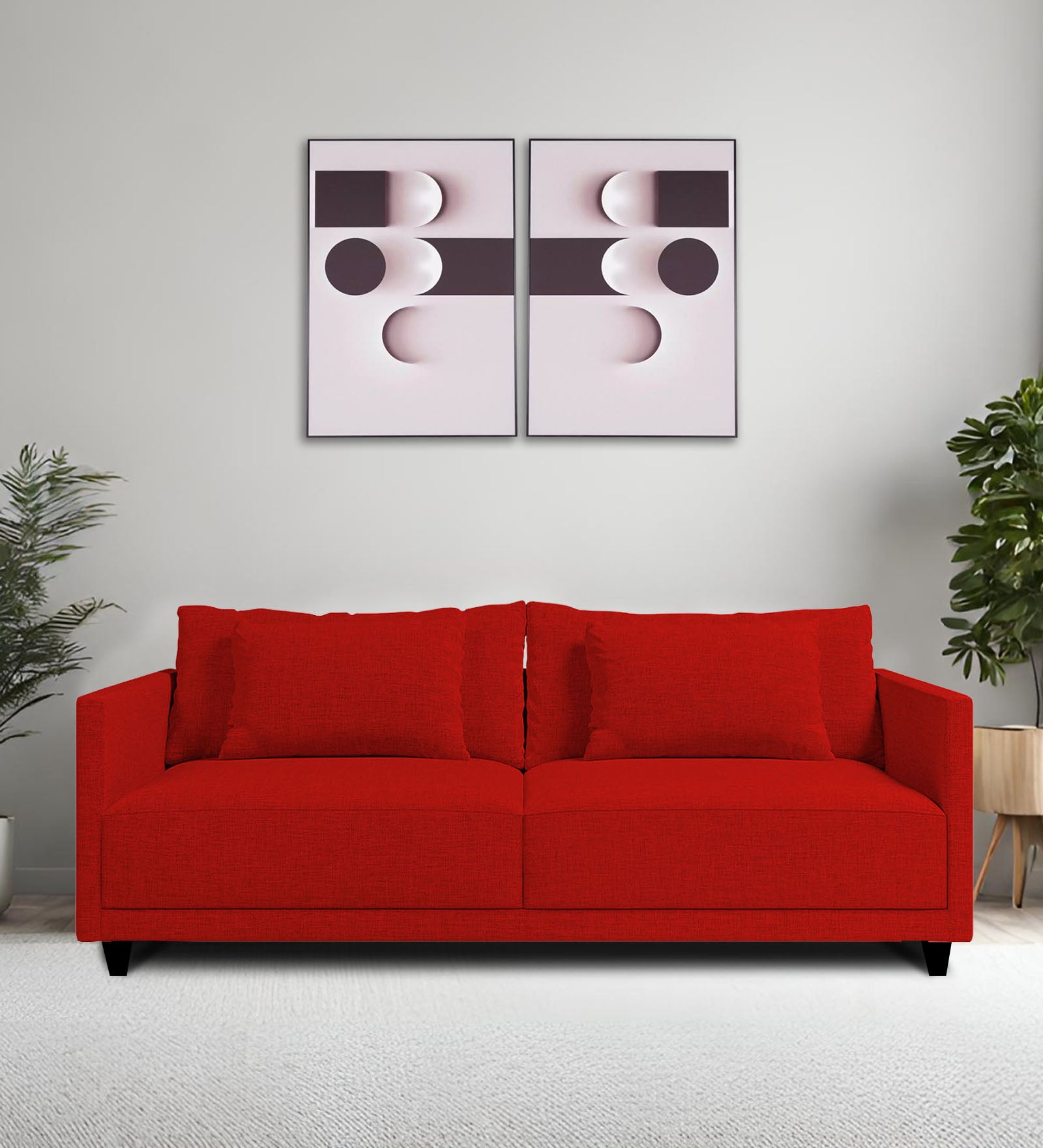 Kera Fabric 2 Seater Sofa In Ruby Red Colour - Febonic Living