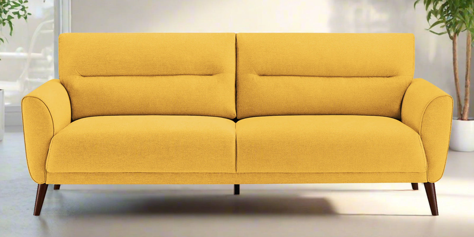 Castro Fabric 3 Seater Sofa In Bold Yellow Colour - Febonic Living