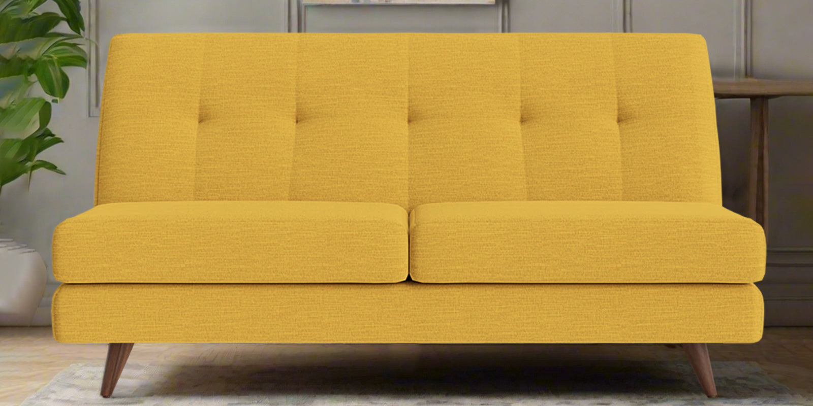 Jasmin Fabric 2 Seater Armless Sofa In Bold Yellow Colour - Febonic Living