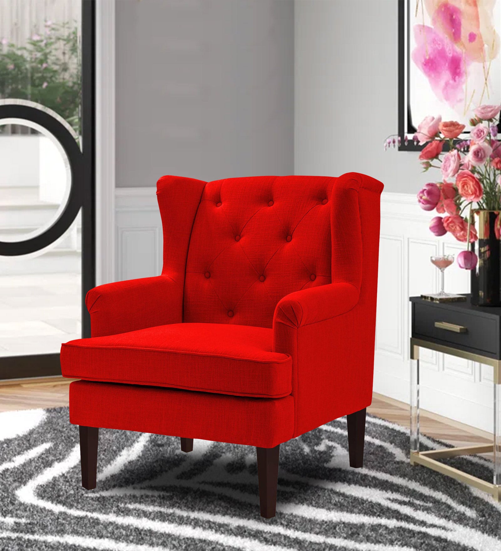 Wingback Armchair Red Velvet Arm Chair Rent The Quentin Chair
